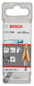 Ступенчатое сверло HSS-TiN 4 - 20 mm, 70,5 mm 2608587433